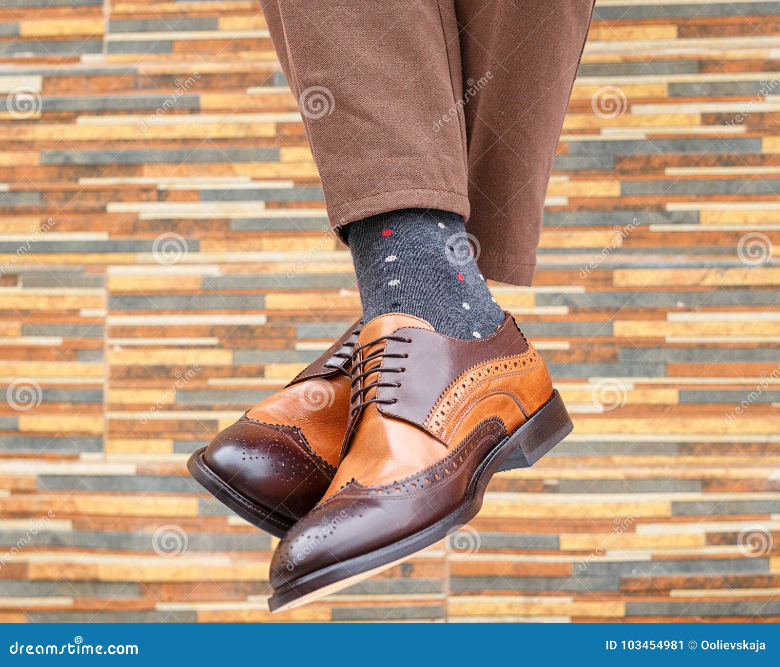 Men`s Feet in Pair of Shoes and Socks Stock Image - Image of modern ...