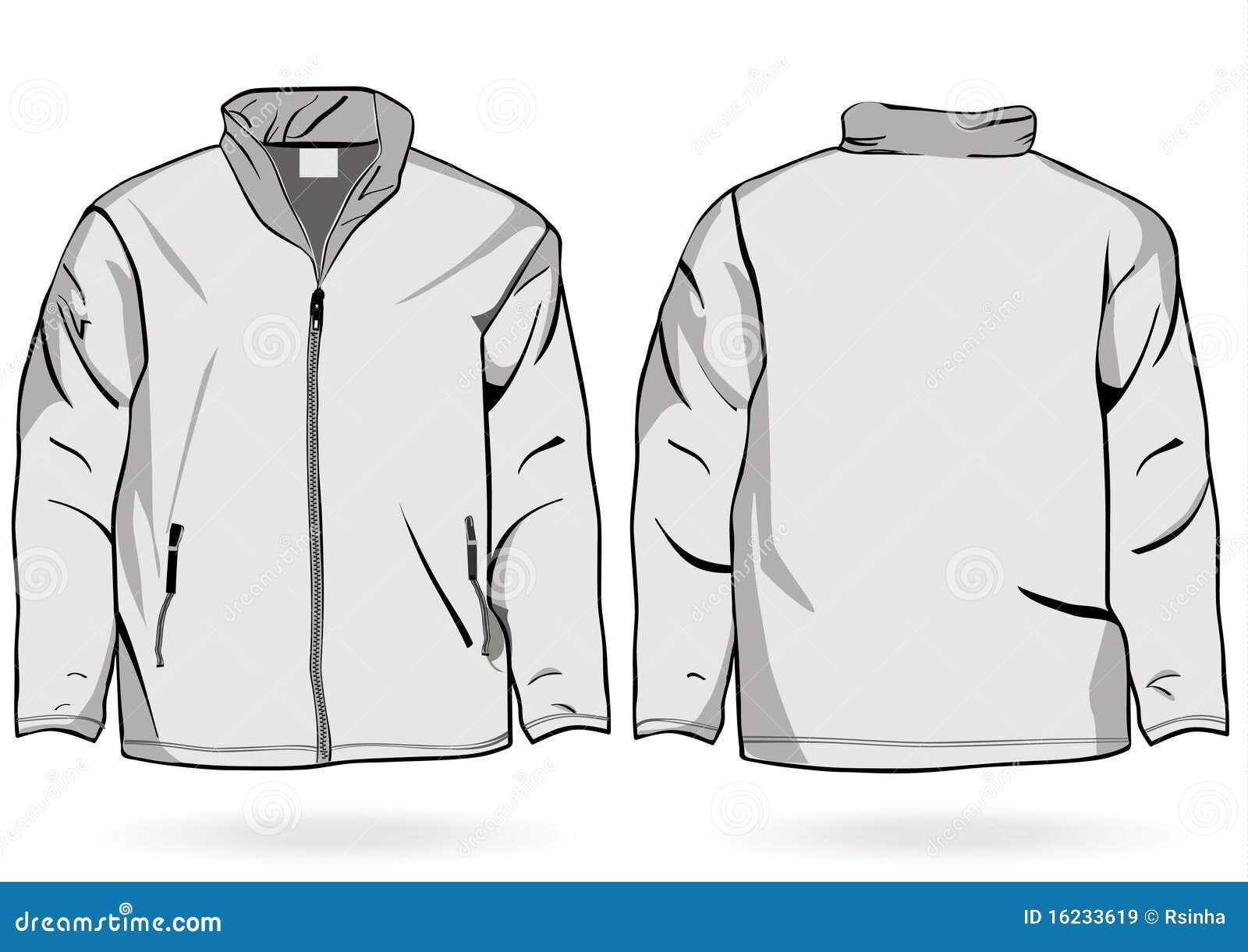 men's jacket or sweatshirt template with zipper