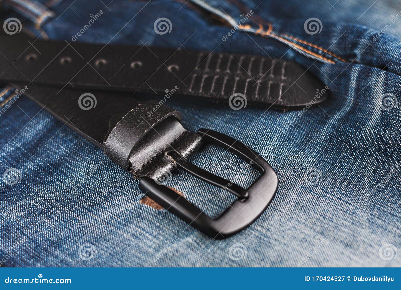 Men`s Leather Trouser Belt in the Background of Denim, Men`s Closet ...