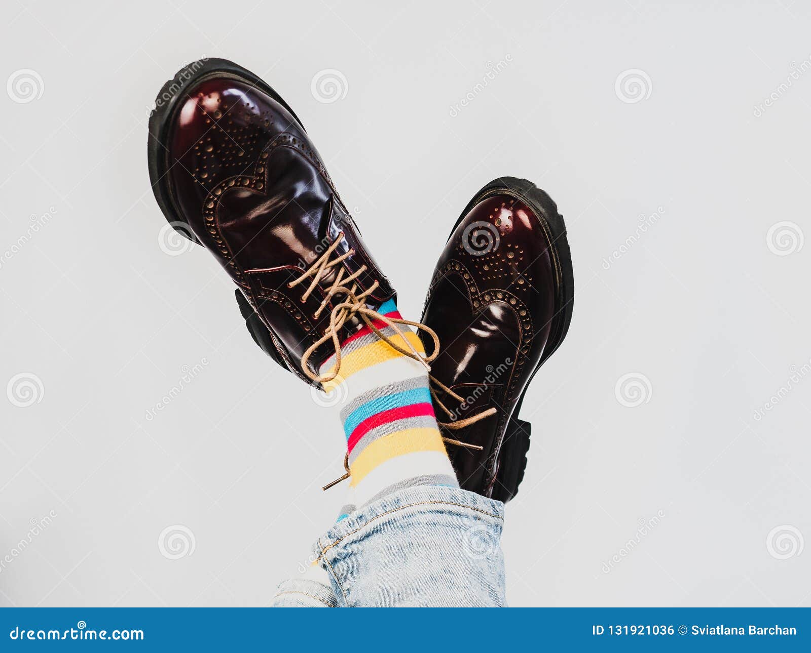 Men S Legs in Bright, Striped, Multi-colored Socks Stock Photo - Image ...