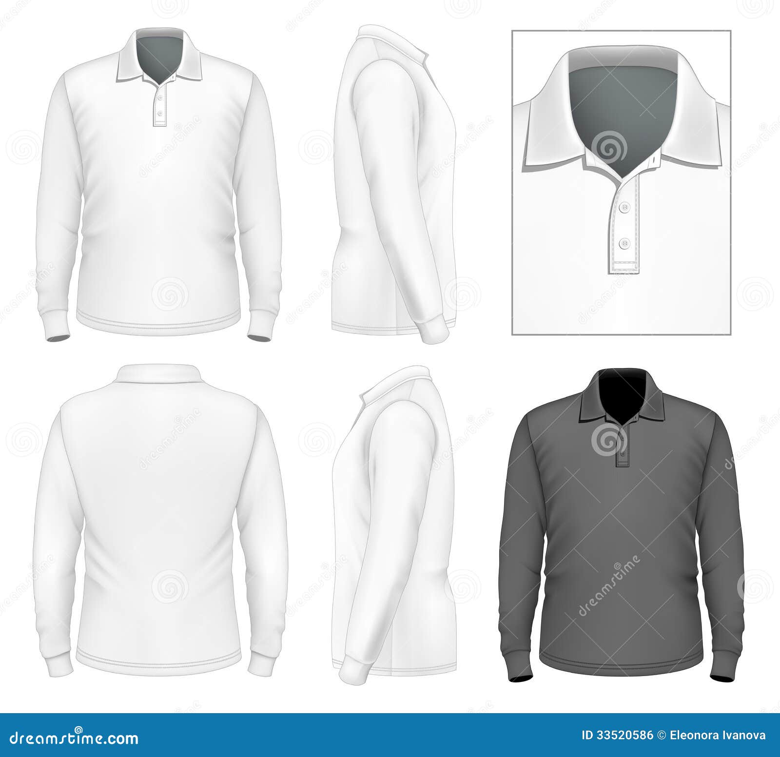 Men S Long Sleeve Polo-shirt Design Template Stock Vector ...