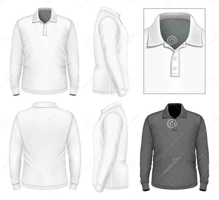 Men S Long Sleeve Polo-shirt Design Template Stock Vector ...