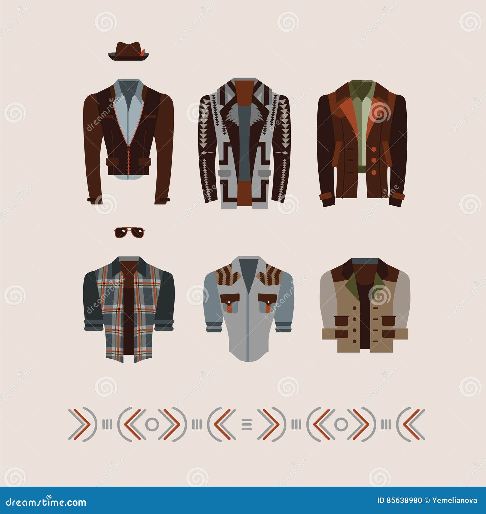 Men`S Modern And Retro Clothes Fashion Collection Stock Vector -  Illustration Of Leather, Style: 85638980