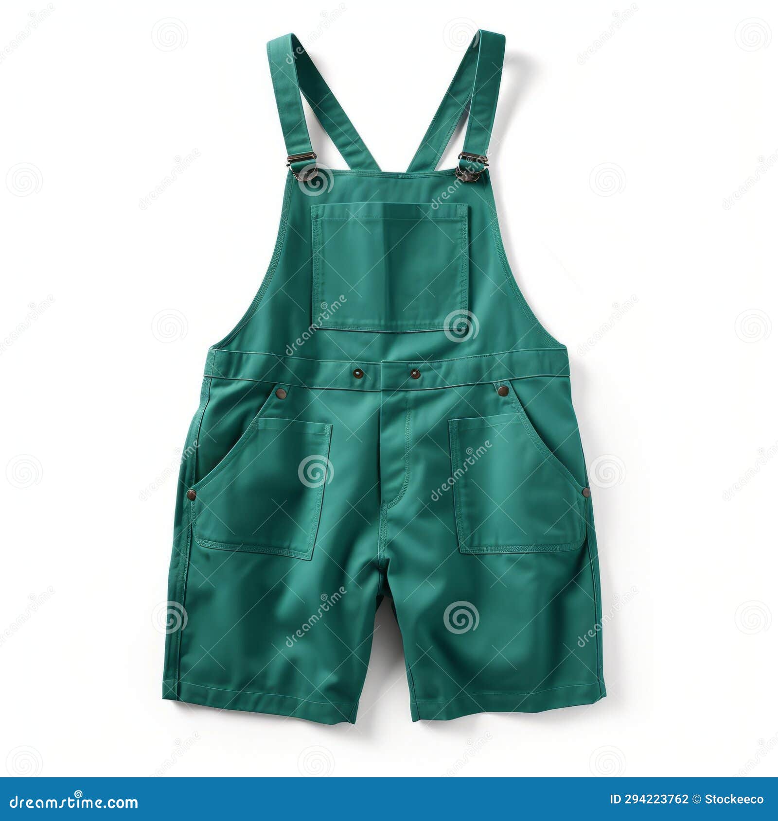 green overalls: vibrant, airy, teal dress, hyper realistic, super detailed