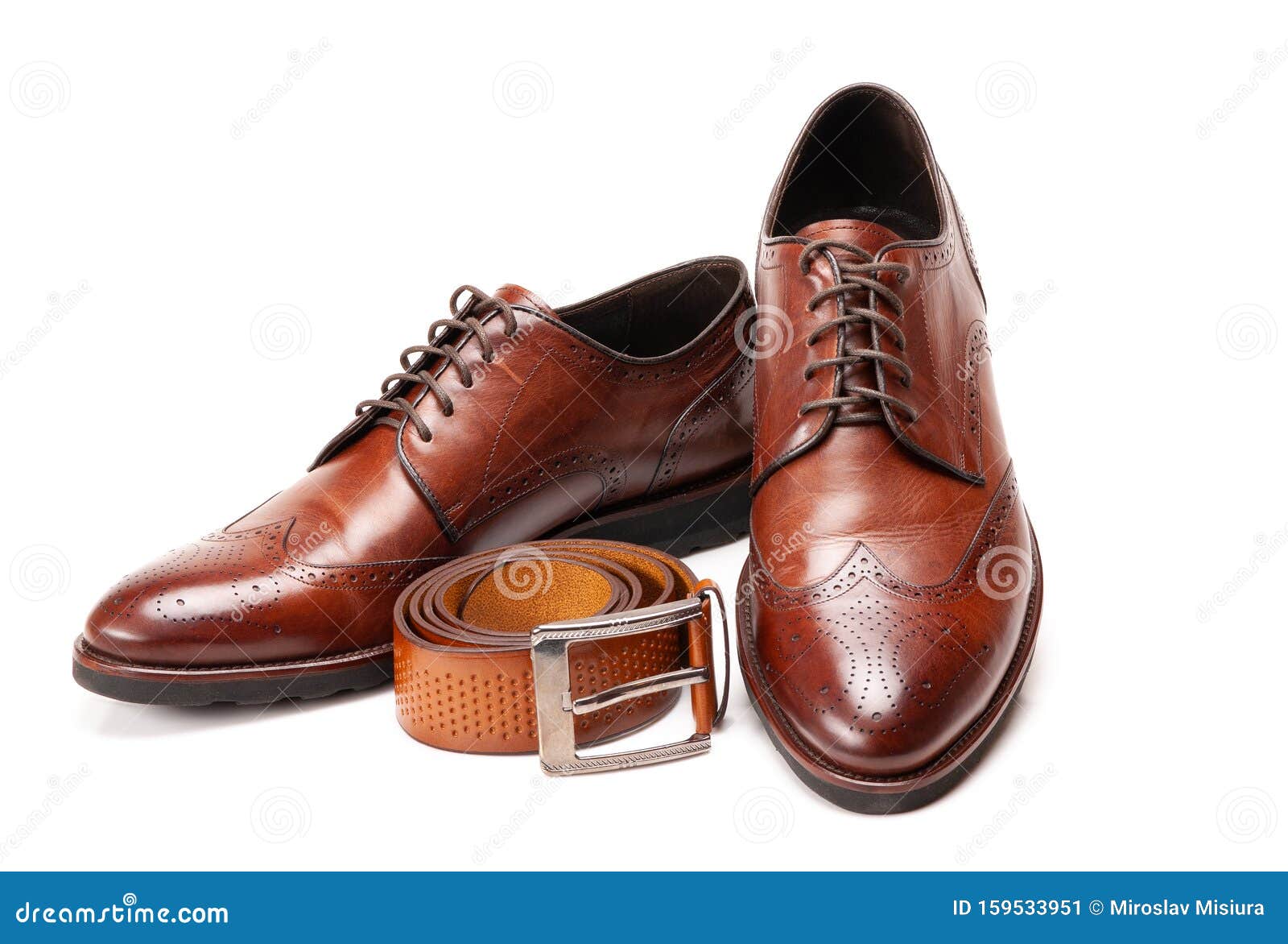 Men`s Patent Leather Shoes and Belt on White Stock Image - Image of brown,  luxury: 159533951