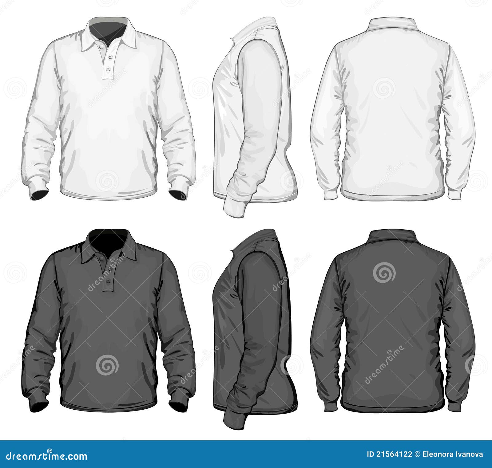 Men S Poloshirt Design Template. Long Sleeve Stock Vector