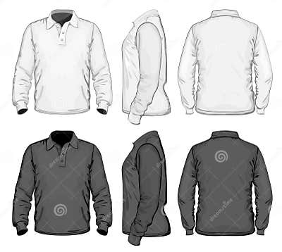 Men S Polo-shirt Design Template. Long Sleeve Stock Vector ...