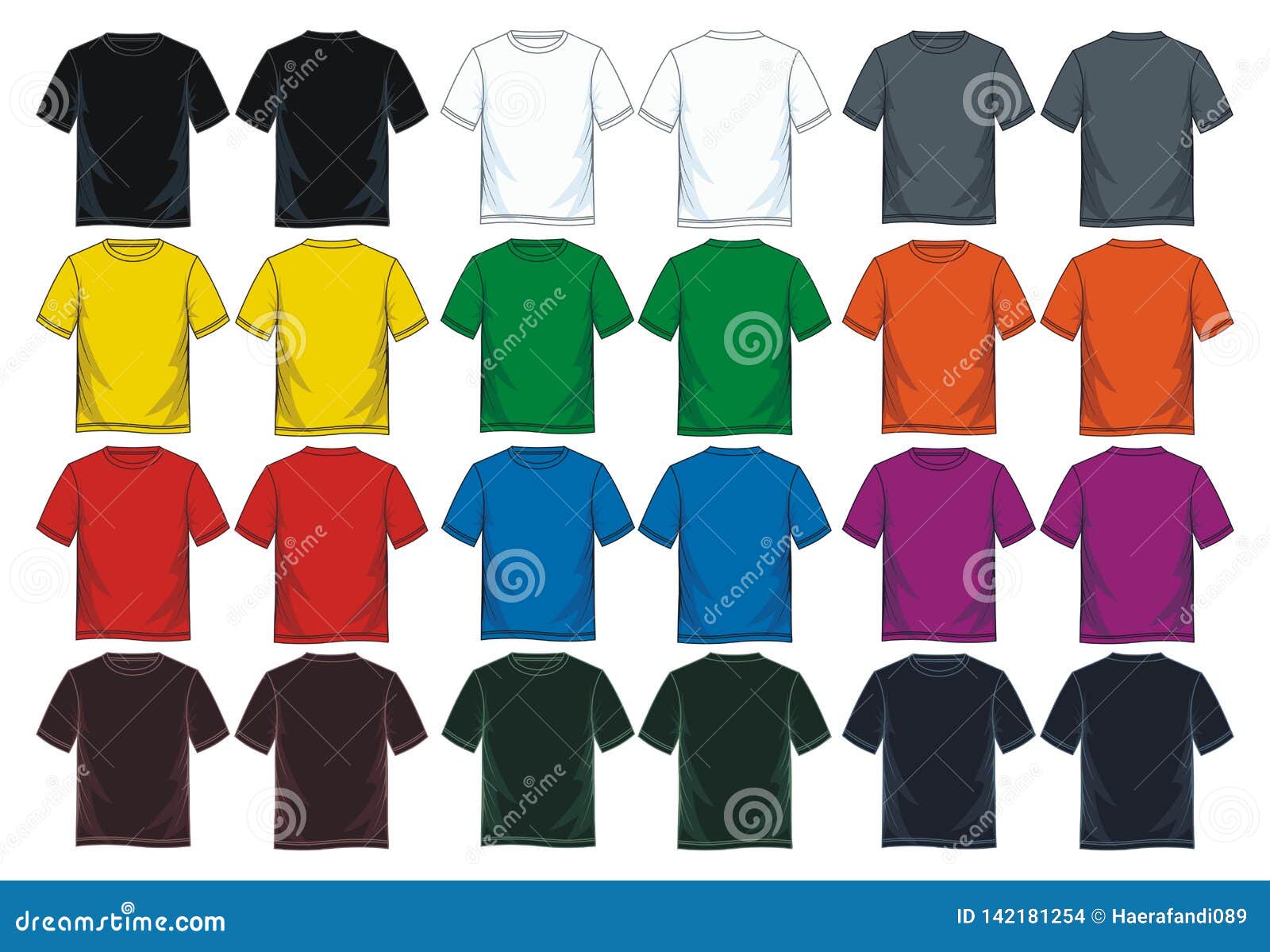 Download Men`s Round Neck T-shirt Templates, Front And Back Views ...