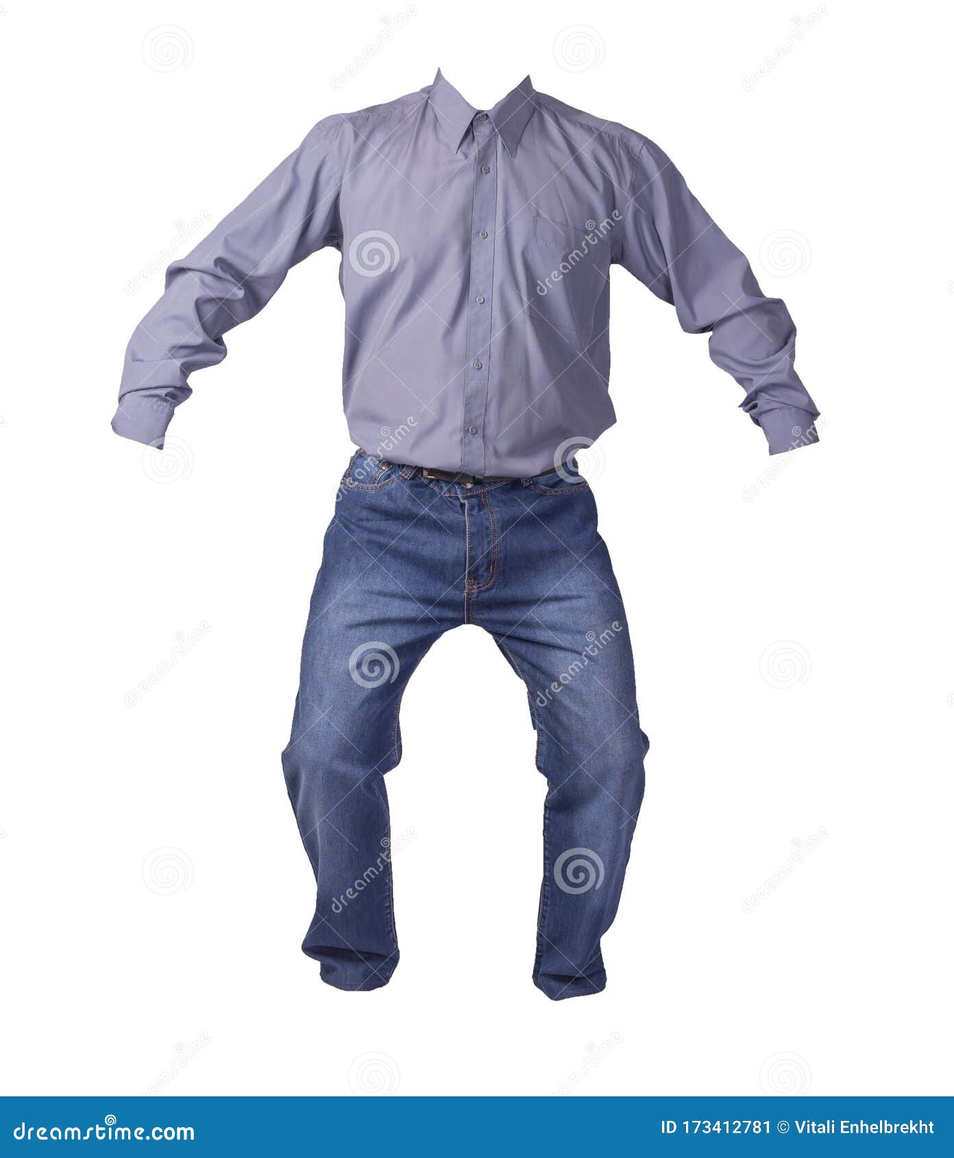 Men`s Shirt and Blue Jeans Isolated on White Background Stock Image ...