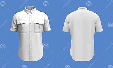 Men`s Short Sleeves Military Shirt Mockup. Stock Illustration ...