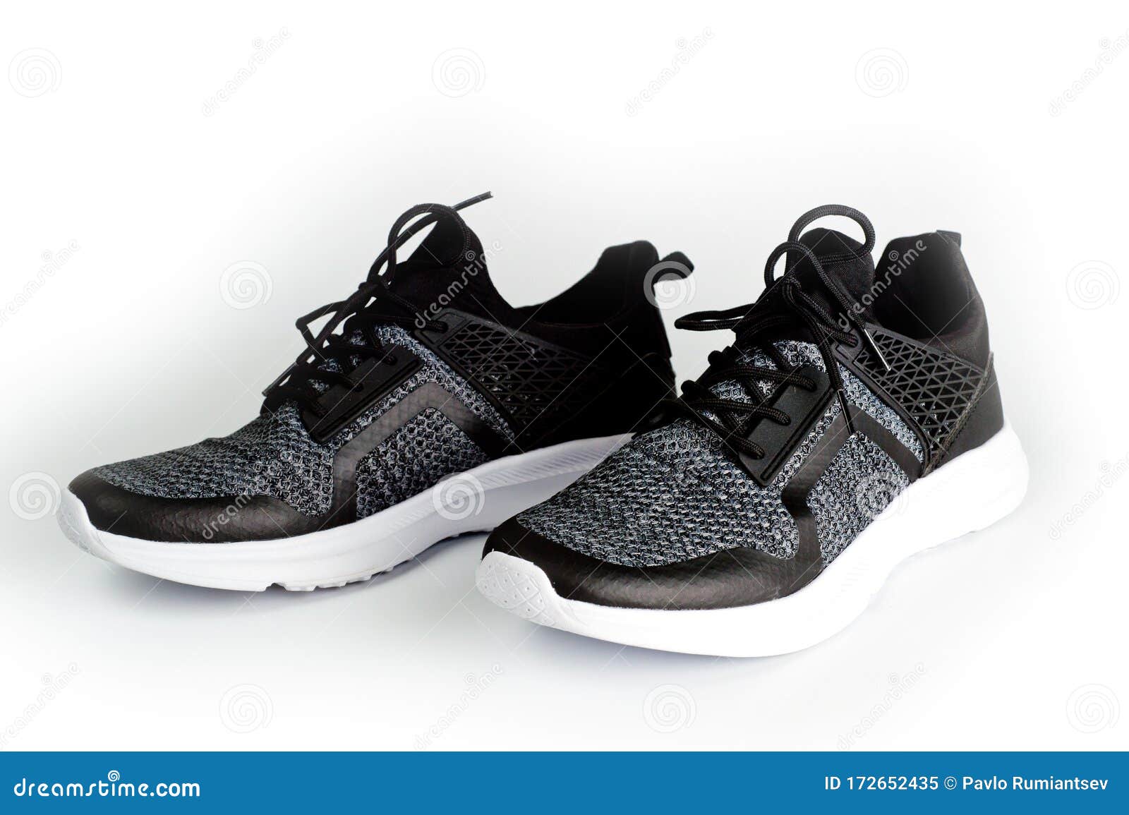 Men`s Sports Shoes Gray Sneakers Shot Large on a White Background ...