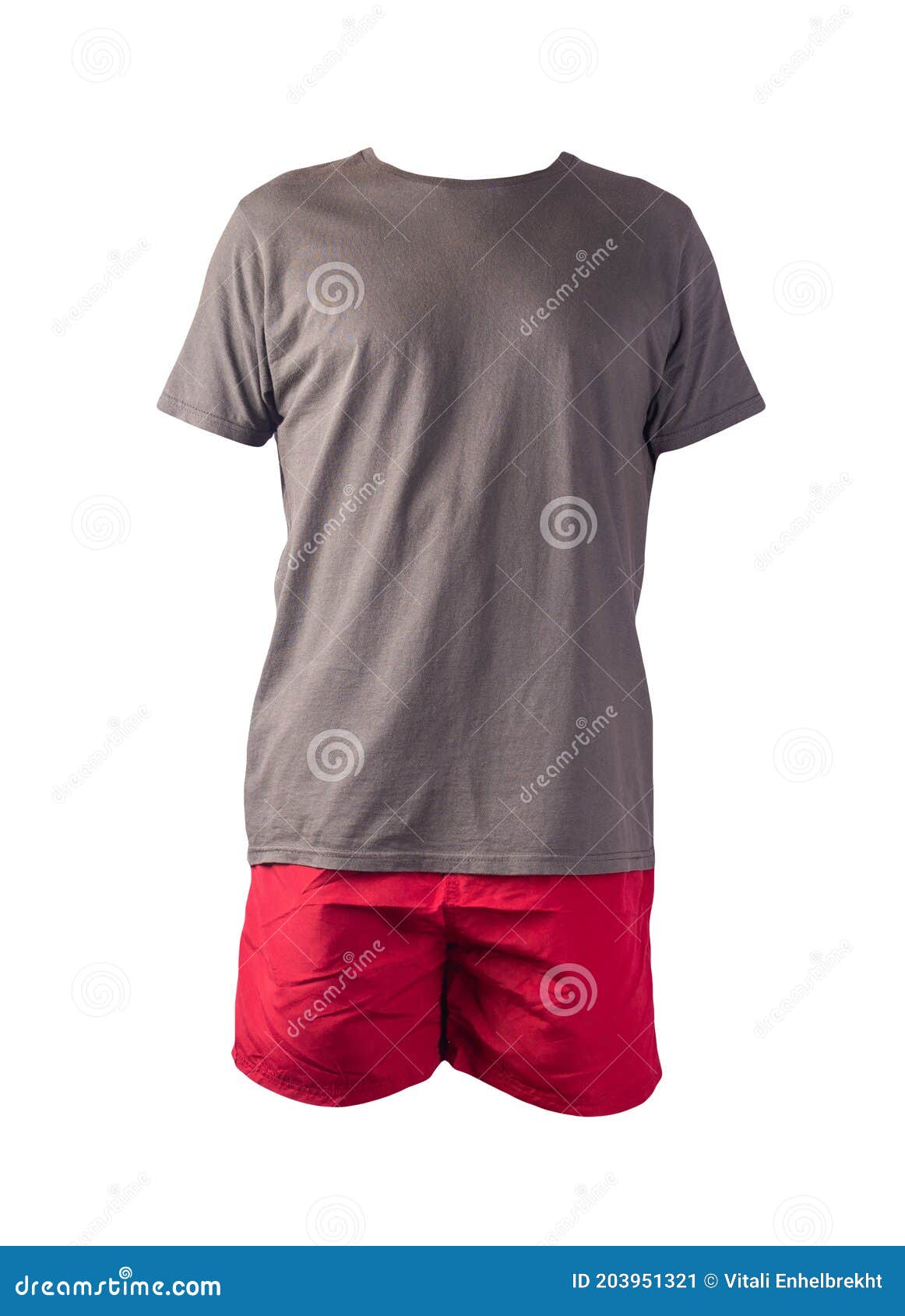 Men`s Sports Shorts and T-shirt Isolated on White Background Stock ...