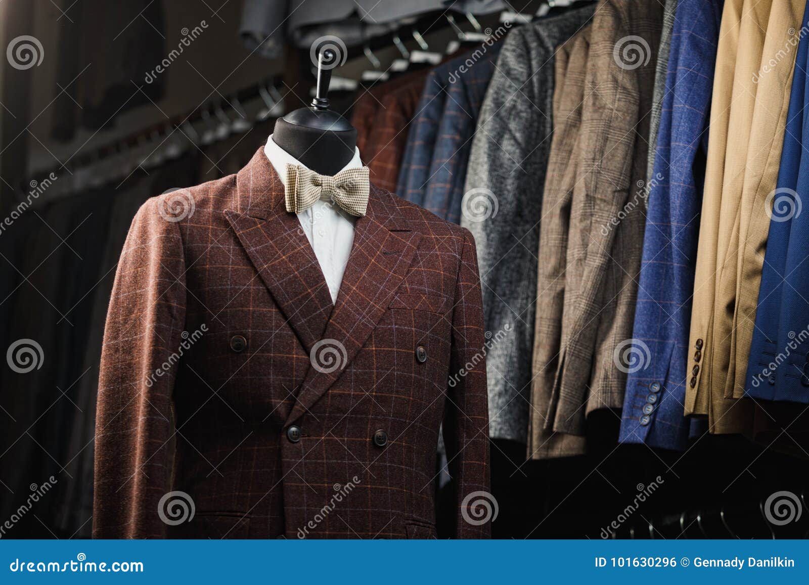 Men`s Suit, Shirt, Tie on a Mannequin in the Store Stock Photo - Image ...