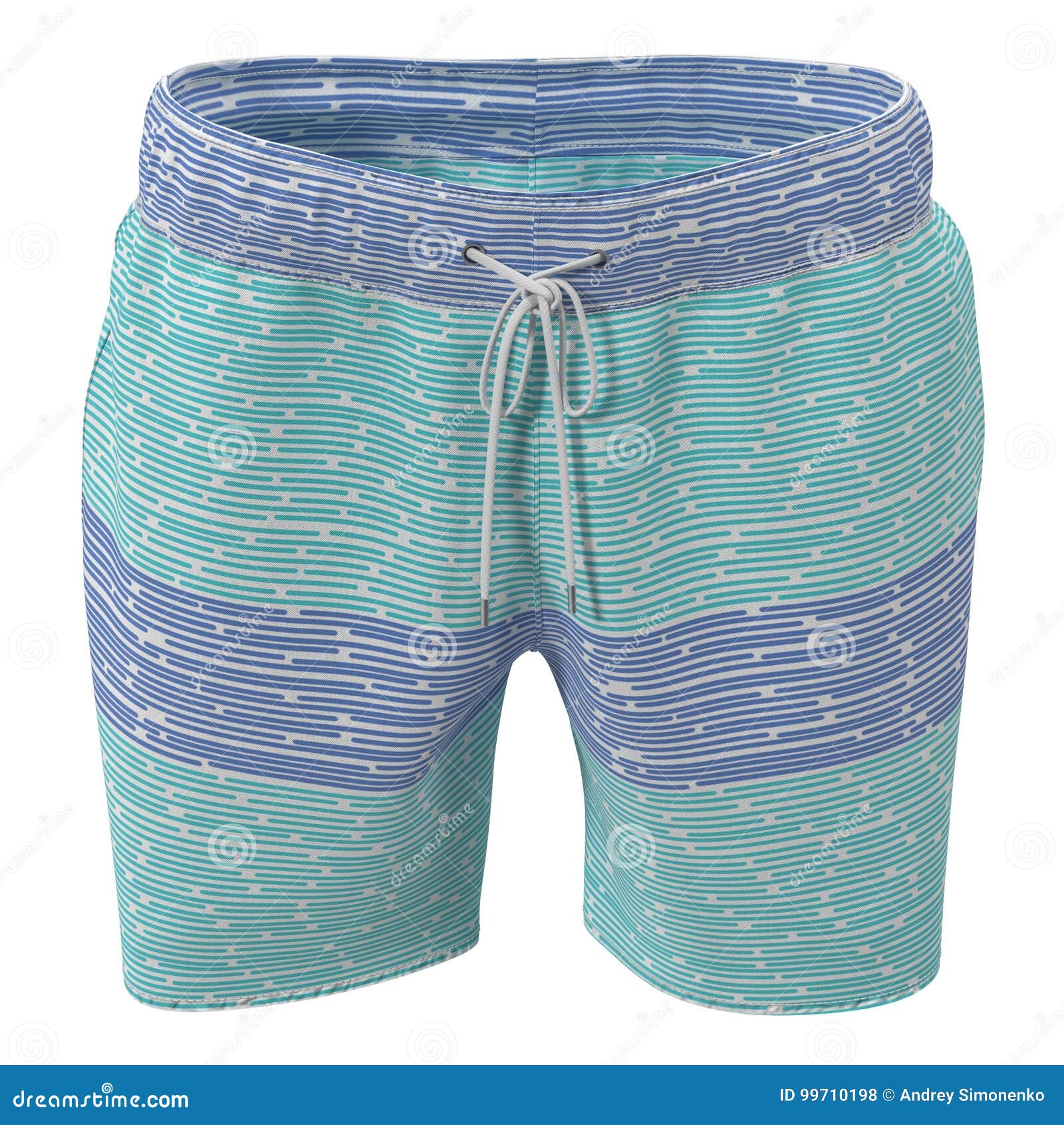 Download Men`s Swim Trunks On White. Front View. 3D Illustration ...