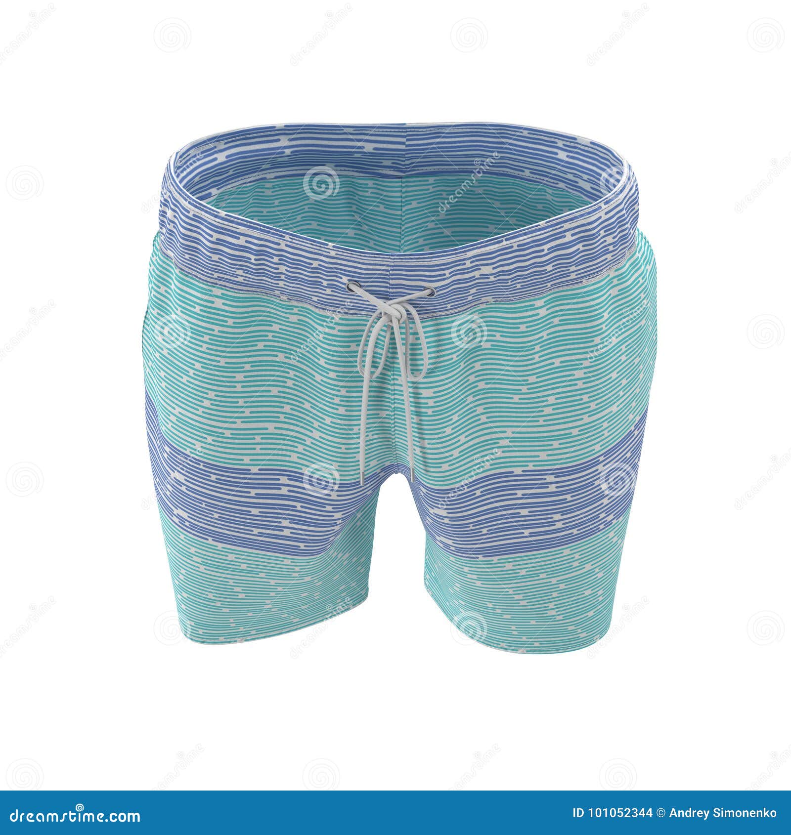 Download Men`s Swim Trunks On White. Front View. 3D Illustration ...