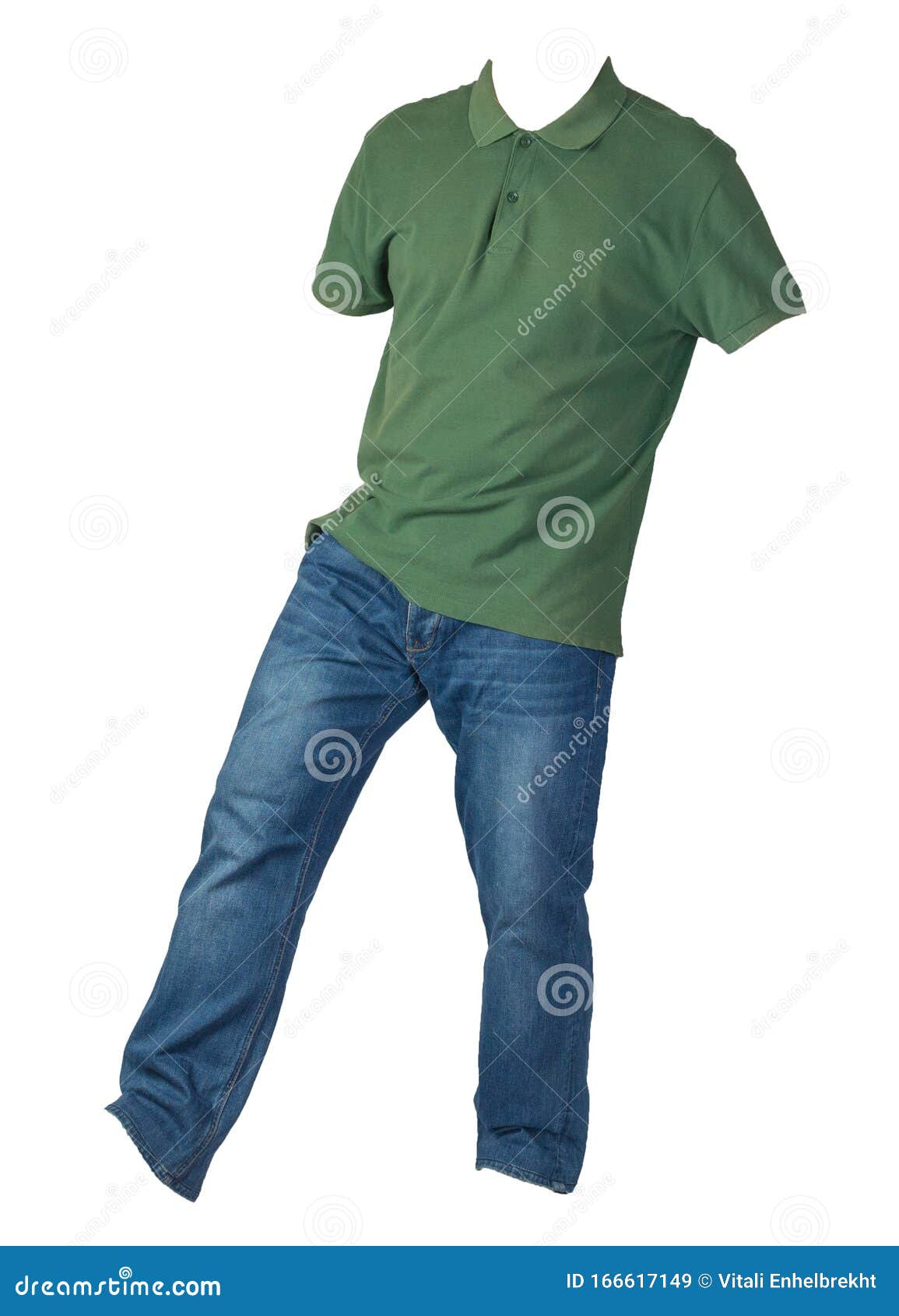 Dark Green T Shirt With Blue Jeans - Kal-Aragaye