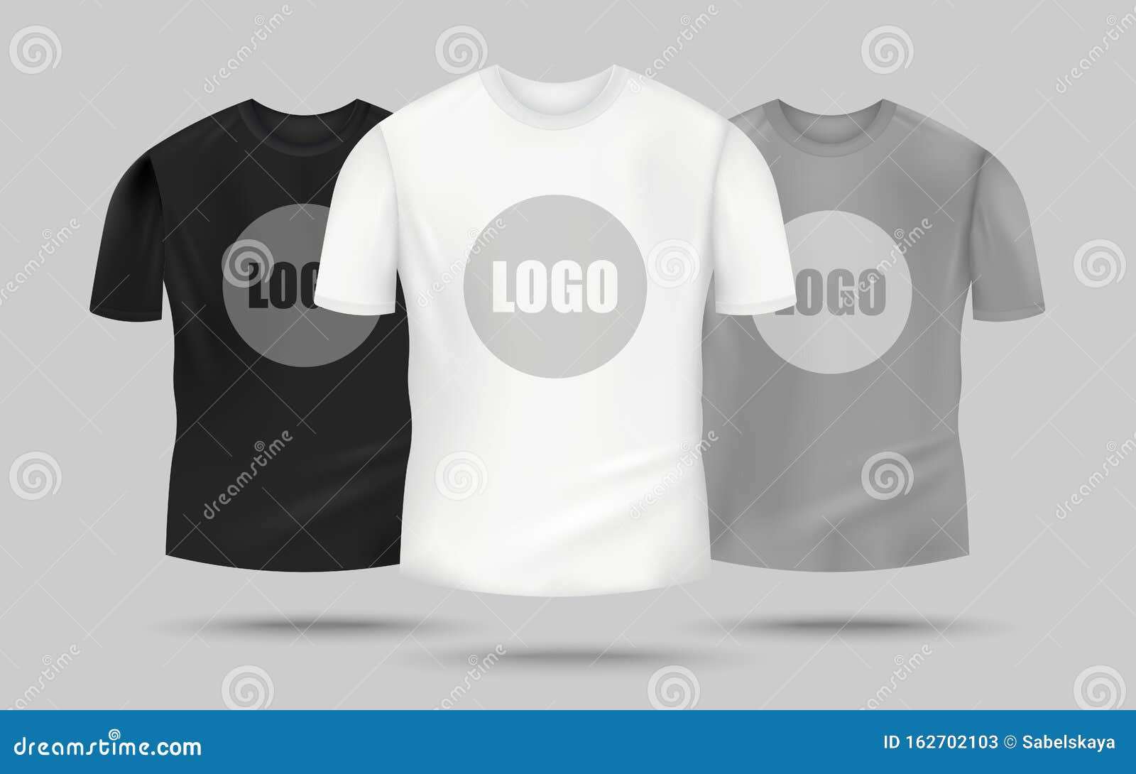 Download Men`s T-shirt Mockup Set In Black, White And Grey Color ...