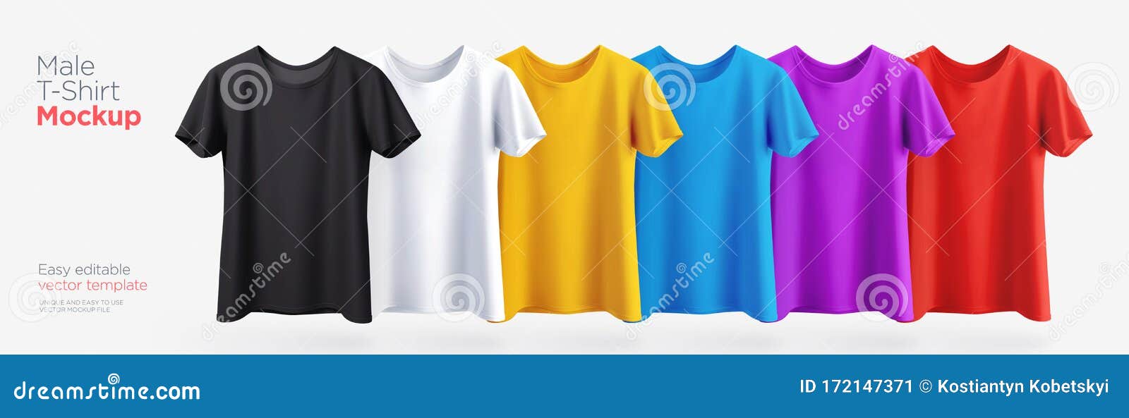 Download Men`s T-shirt Realistic Mockup In Different Colors. Vector ...