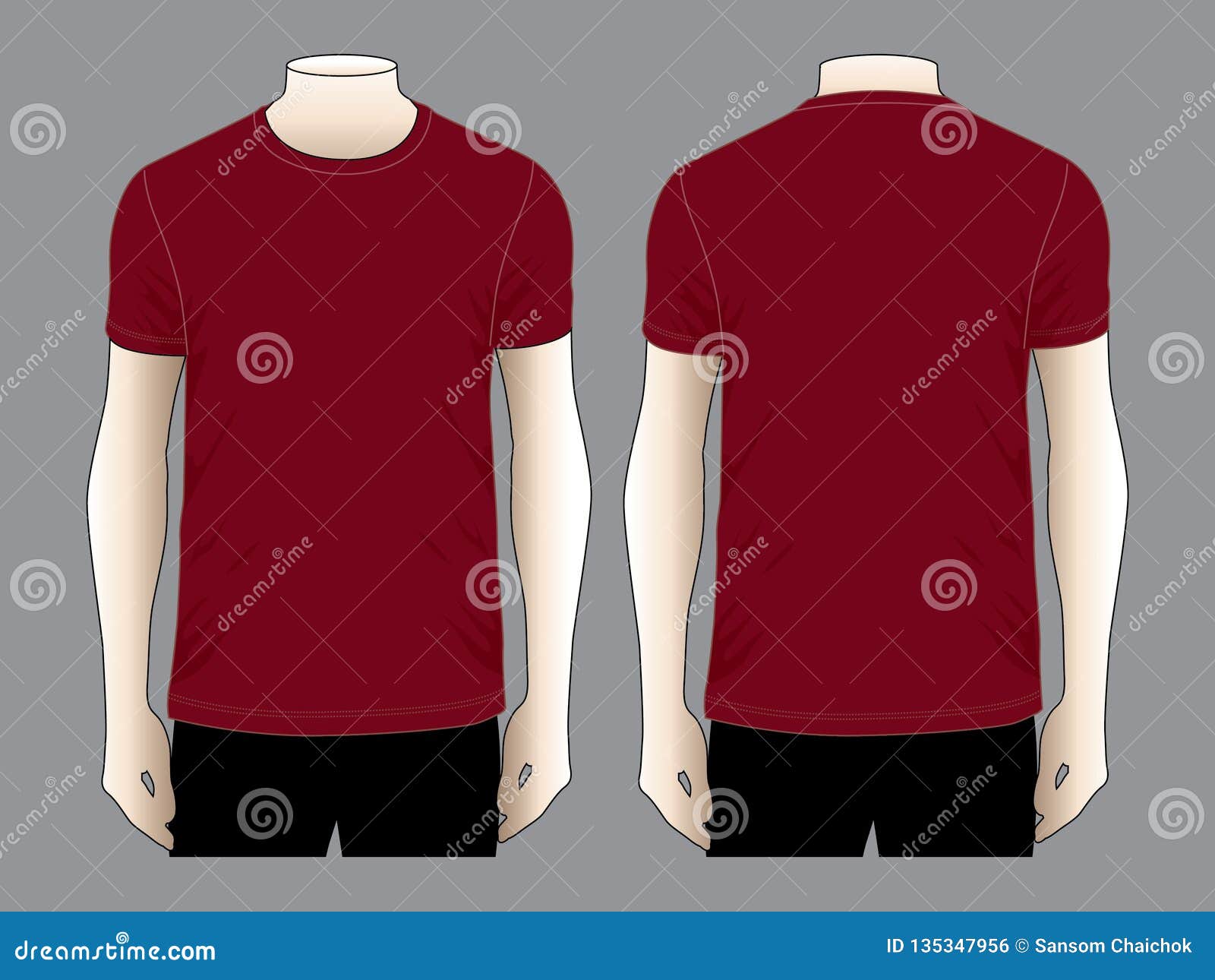 Download Plain Maroon Shirt Template - mockup