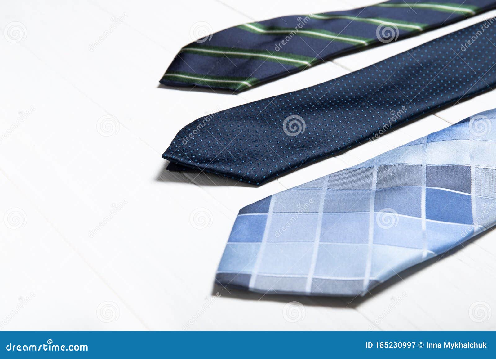 Men`s Ties on a White Wooden Background. Stock Image - Image of plank ...