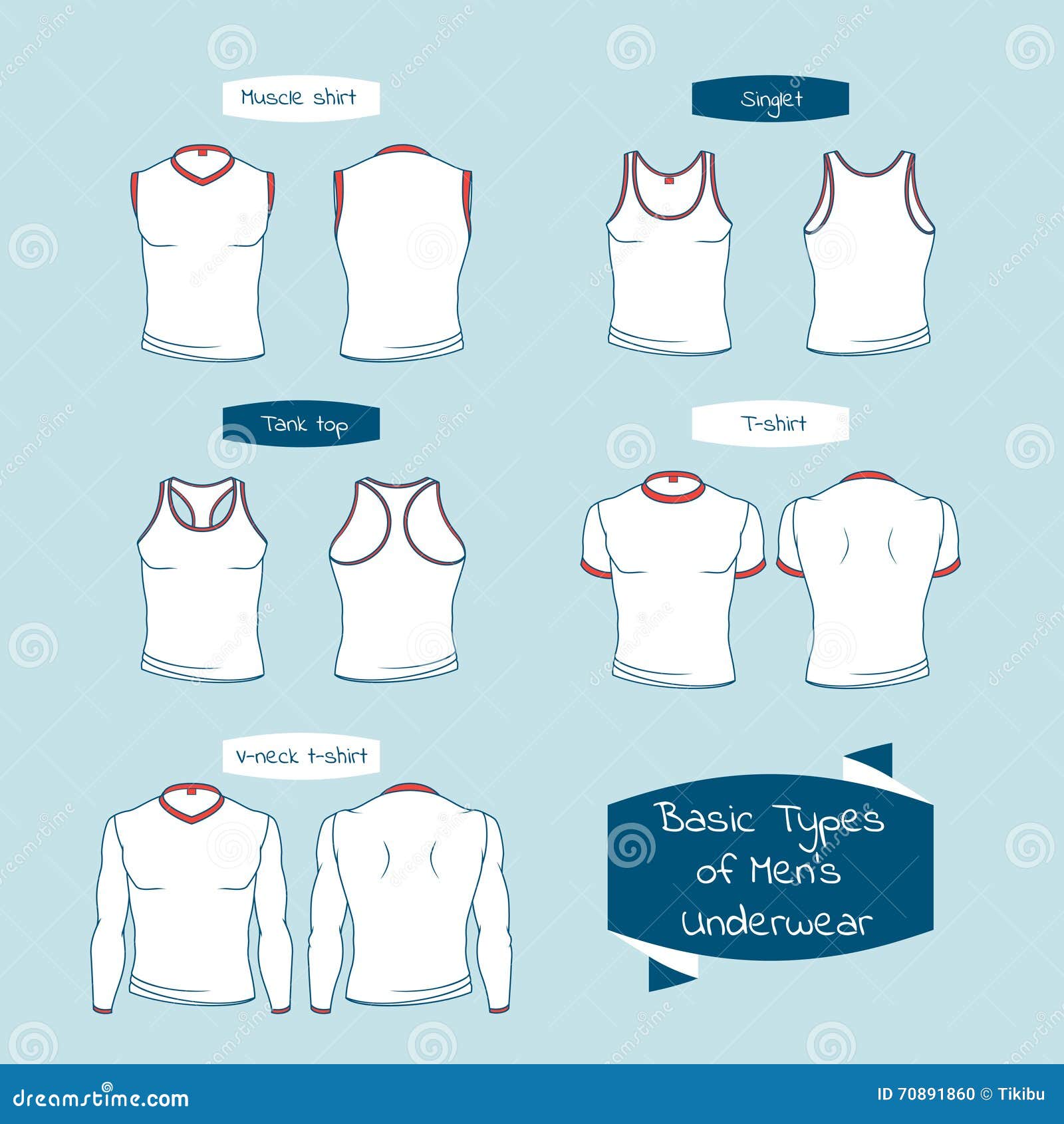 Men S Top Underwear Front and Back View. Stock Vector - Illustration of  casual, apparel: 70891860