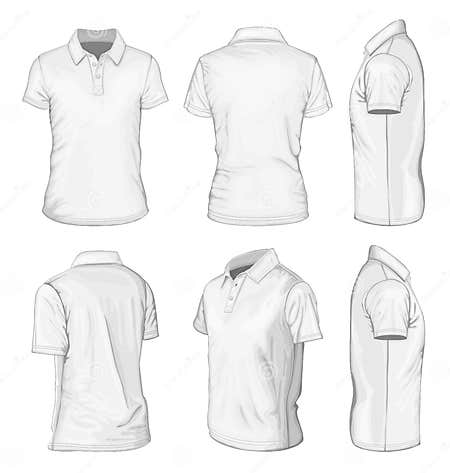 Men S White Short Sleeve Polo-shirt Stock Vector - Illustration of rear ...