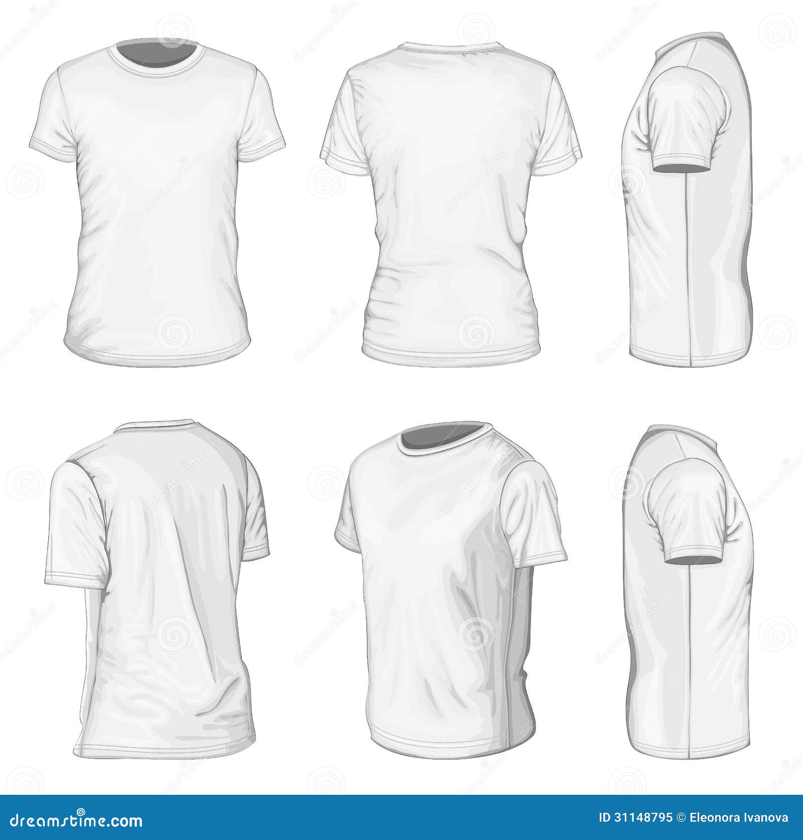 Men S White Short Sleeve T-Shirt Design Templates Stock Vector -  Illustration Of Wear, Male: 31148795