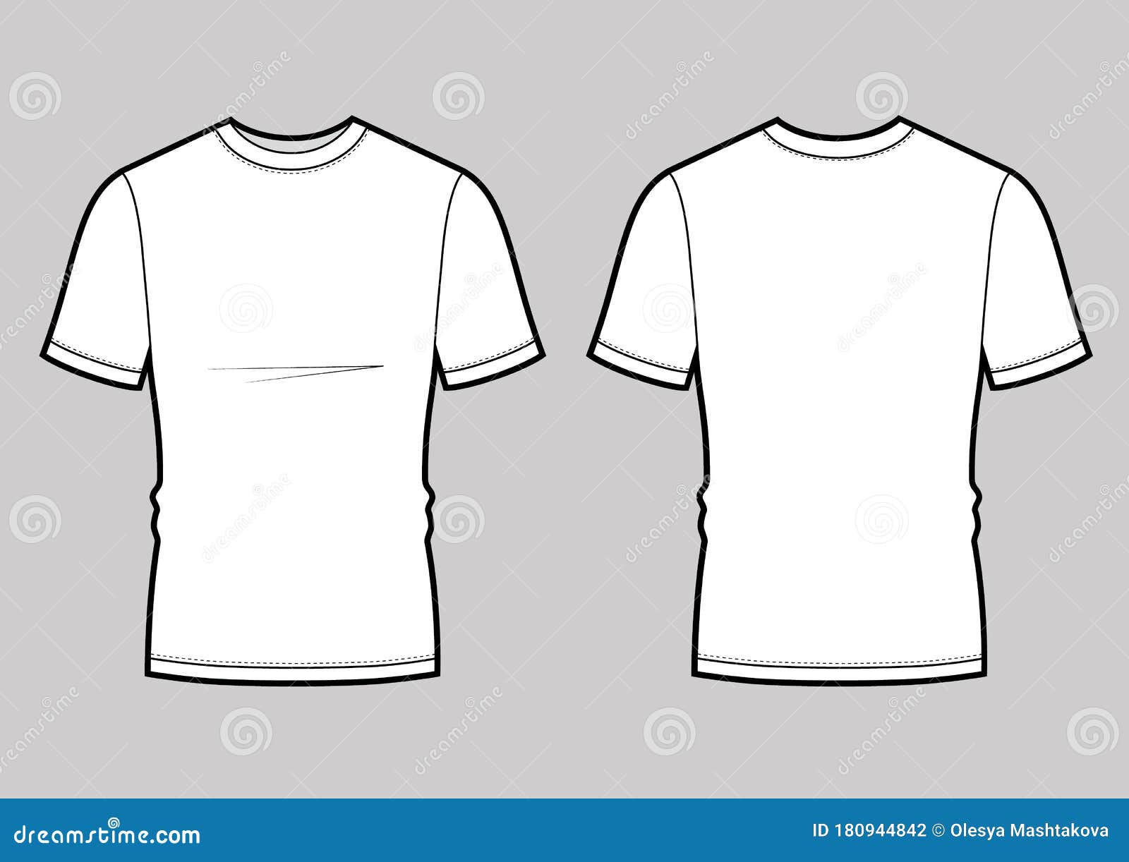 Men`s White Short Sleeve T-shirt Design Templates Front, Back Views ...