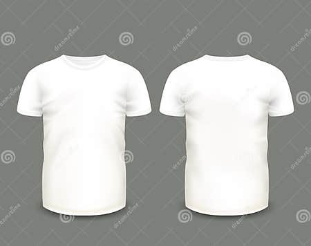 Men S White T-shirt Short Sleeve in Front and Back Views. Vector ...