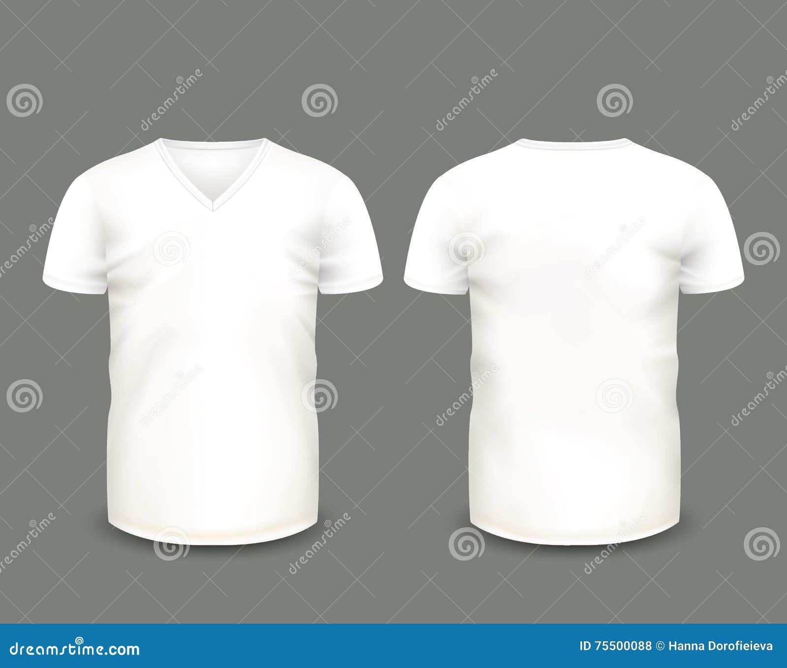 Download Men's White V-neck T-shirt Short Sleeve In Front And Back ...