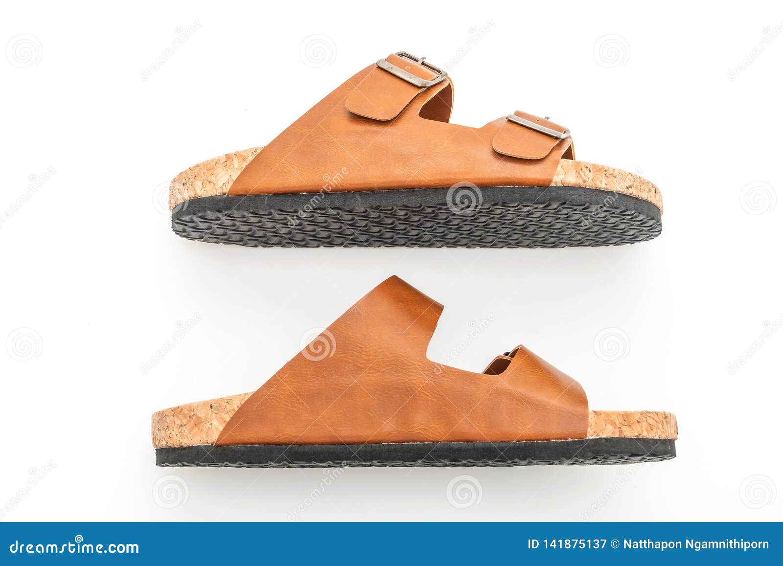 Men S and Women S (unisex) Fashion Leather Sandals Stock Image - Image ...