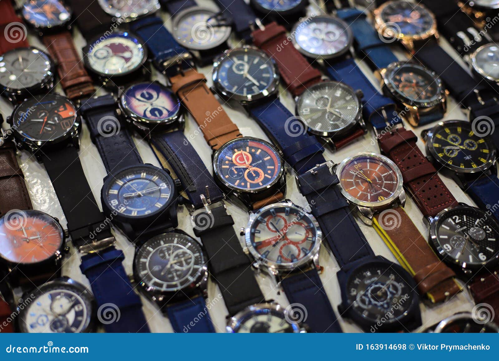 Men`s Wrist Watches on the Market Counter Editorial Stock Photo - Image ...