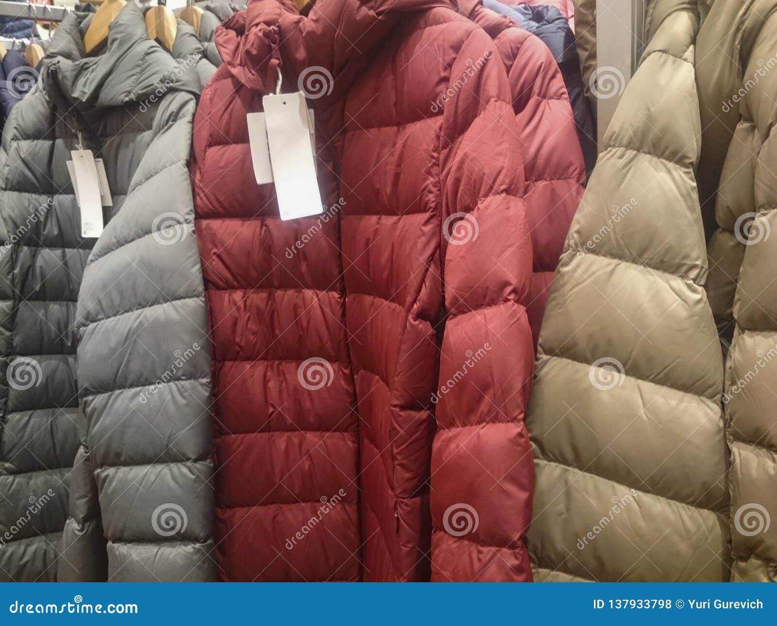 Men`sdown Jackets and Vests on Store Shelves Stock Photo Image of