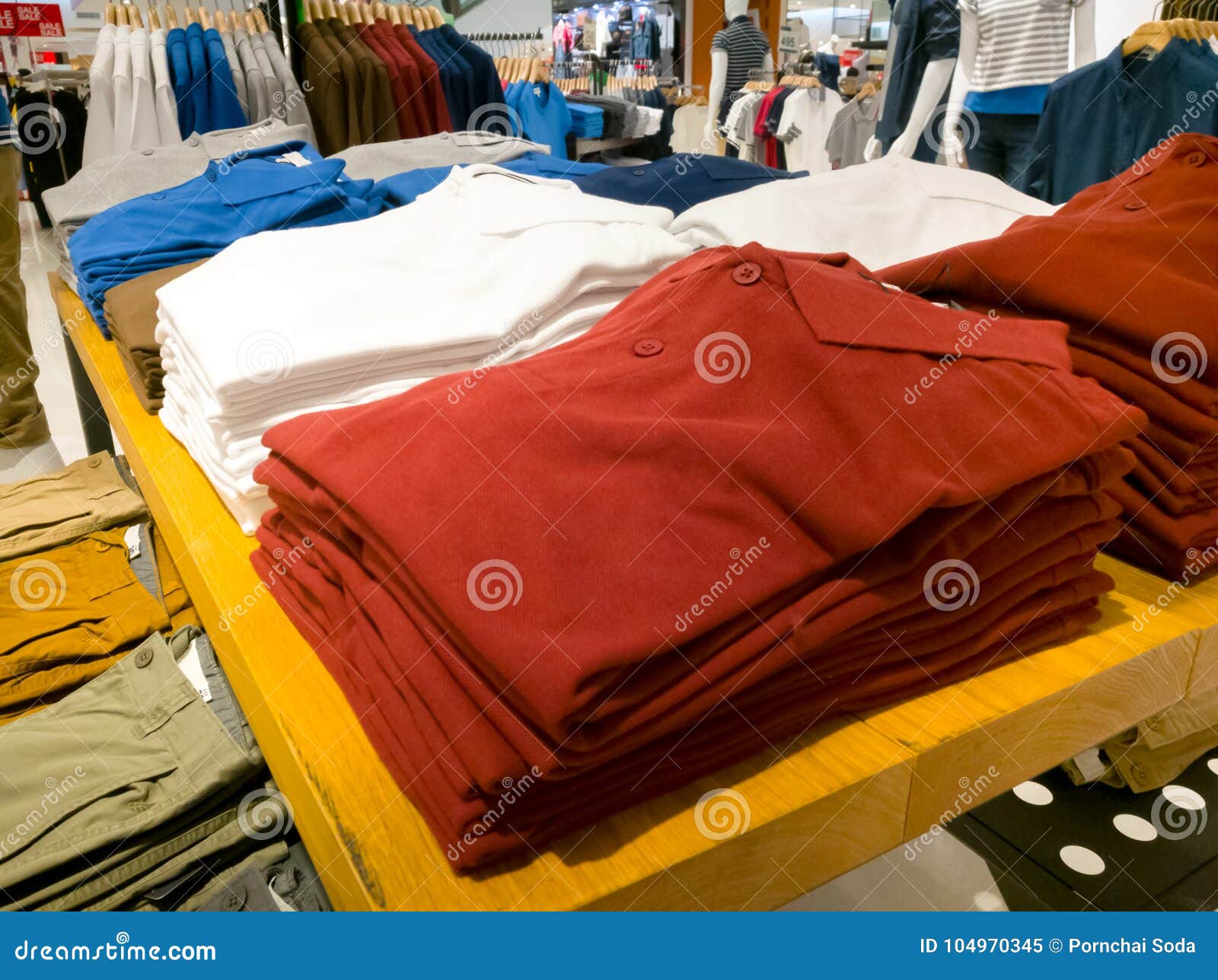 The Men Shirt on Shelf in the Shopping Mall Stock Image Image of