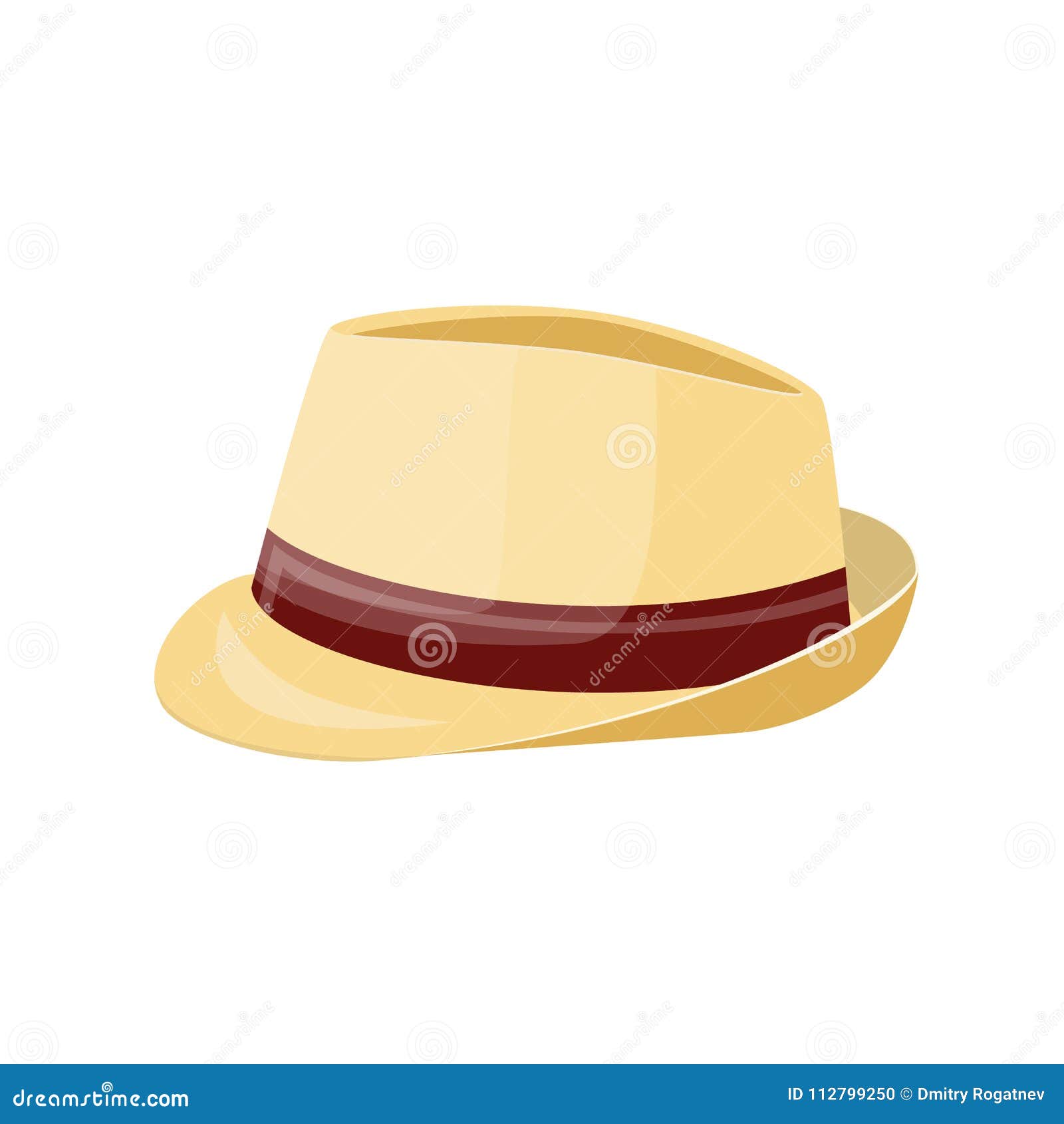 Men Straw Hat. Straw Sunhat Isolated on White Stock Vector