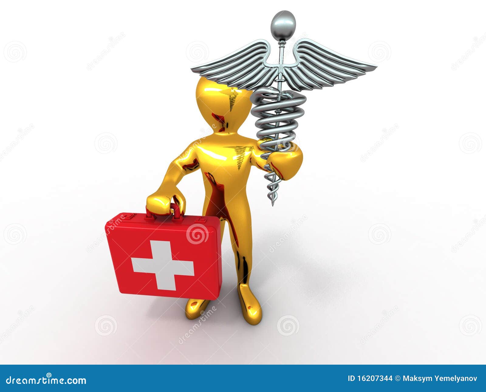 Men with Symbols of Medicine. 3d Editorial Stock Image Illustration
