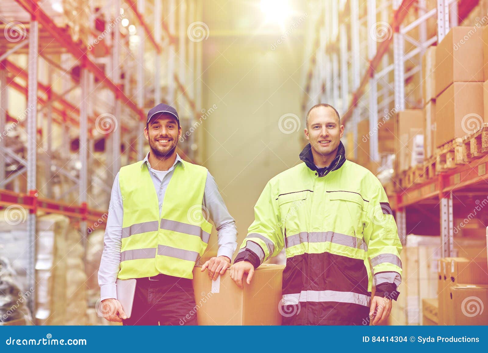 Men in Uniform with Boxes at Warehouse Stock Photo Image of delivery