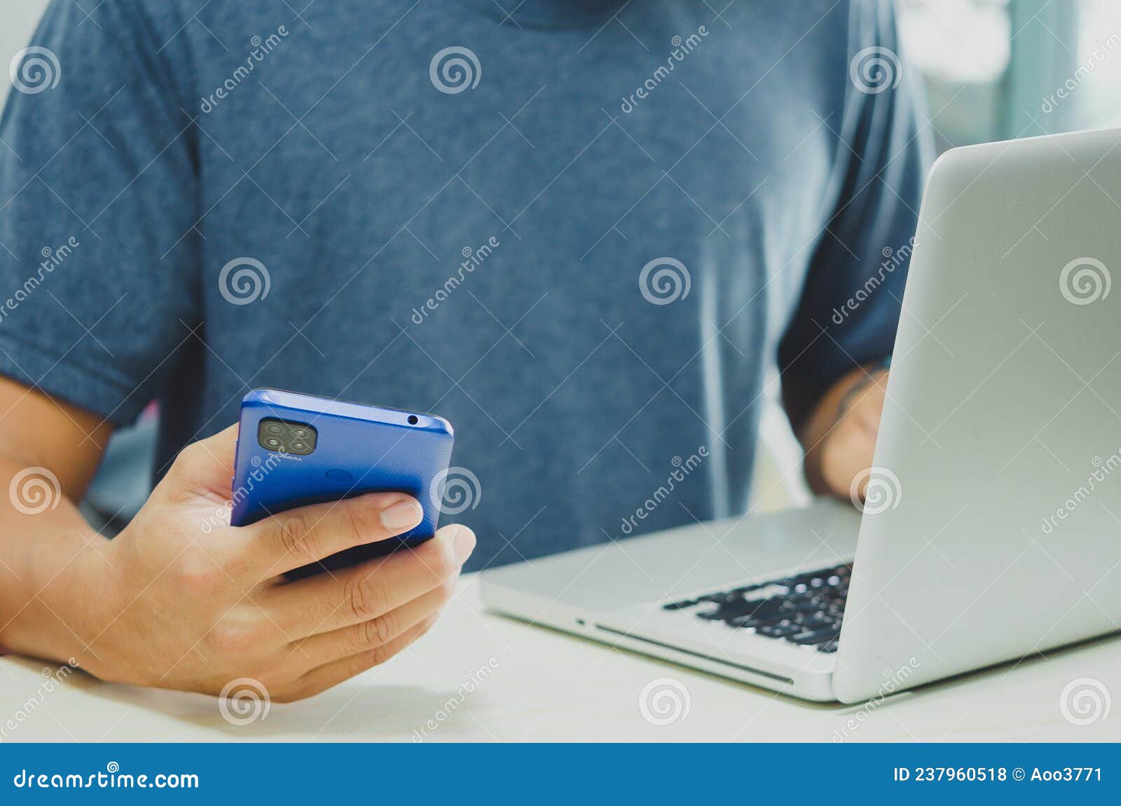 men using mobile and computers are working on searching for information using internet technology.modern , business