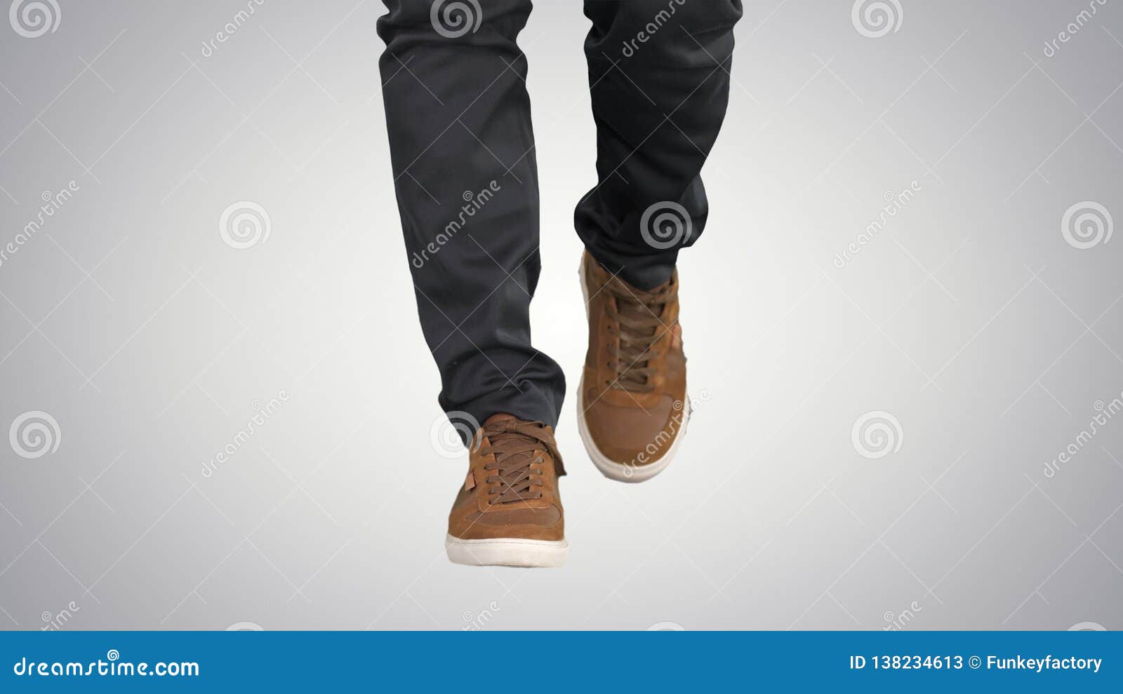 Men Walking in Autumn Sneaker Shoes on Gradient Background. Stock Image ...