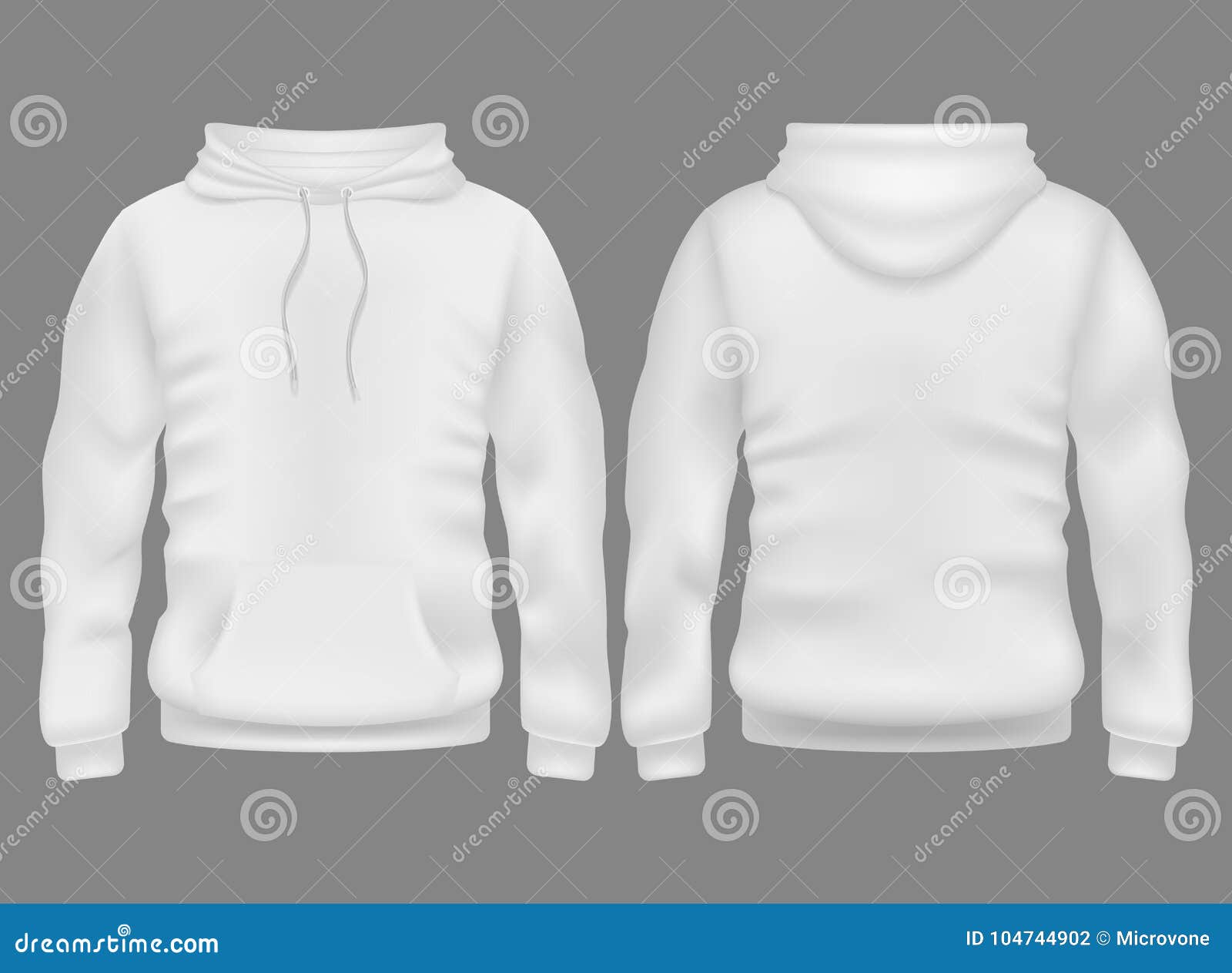 Download Men White Blank Hoodie In Front And Back View. Vector ...