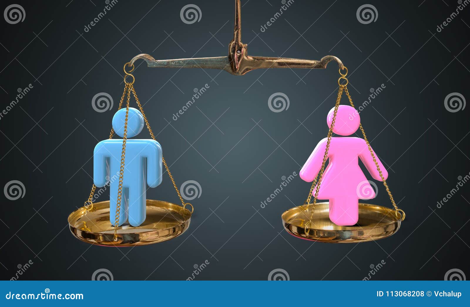men and women equality concept. scales are comparing men and women