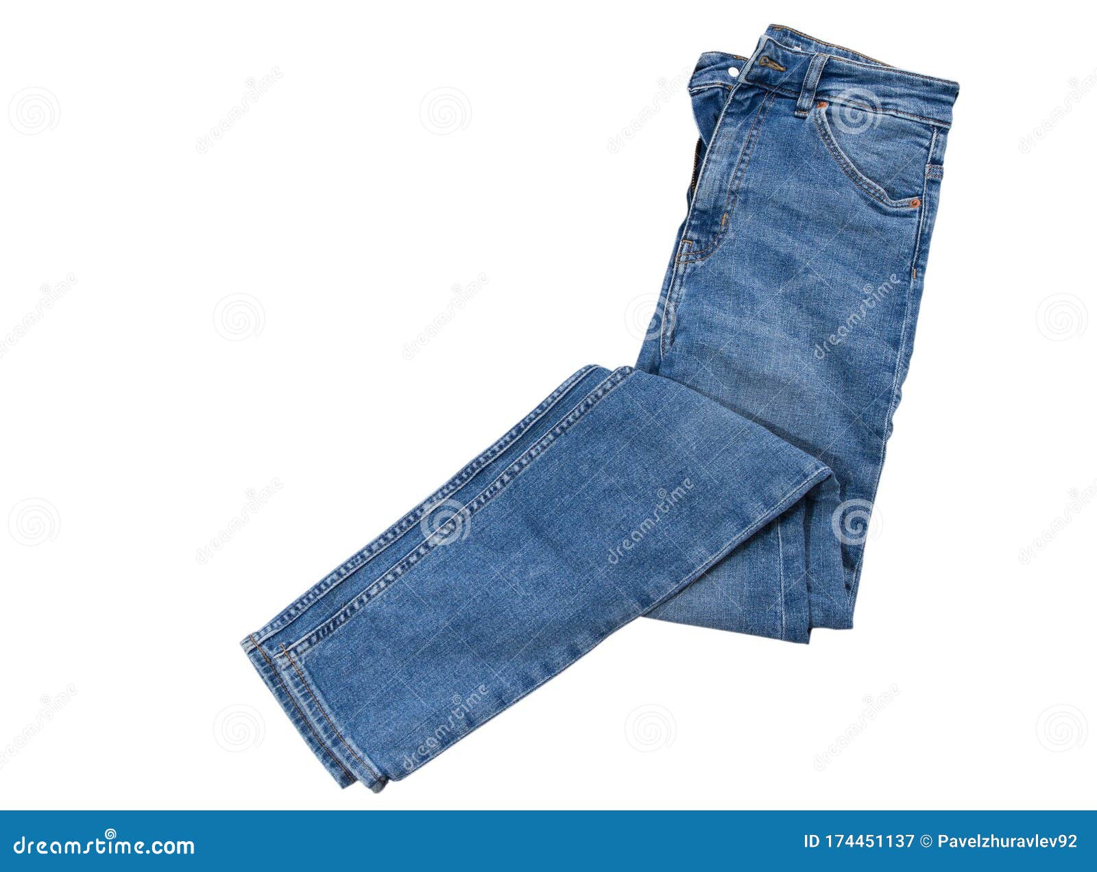 Men Women Jeans Isolated. Folded Trendy Stylish Male Female Blue Jeans ...