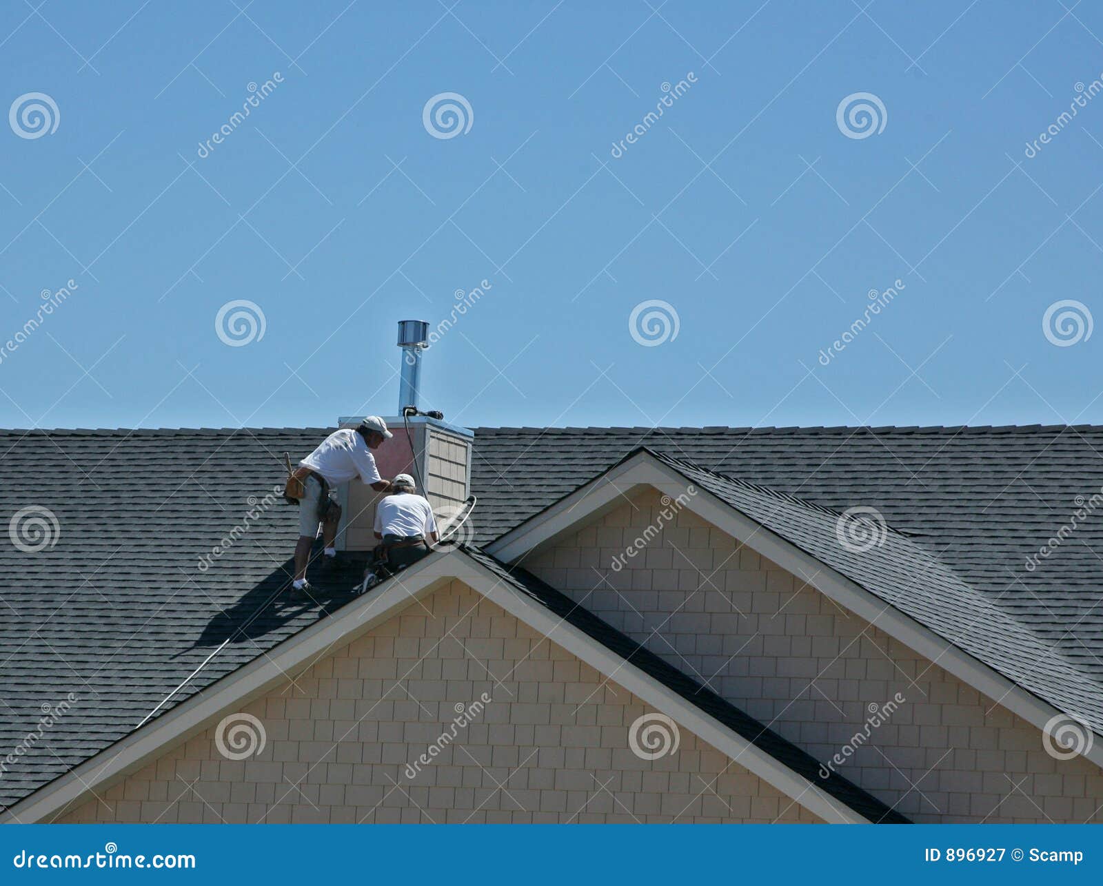 Men Working on Roof stock image. Image of chimney, peaks 896927