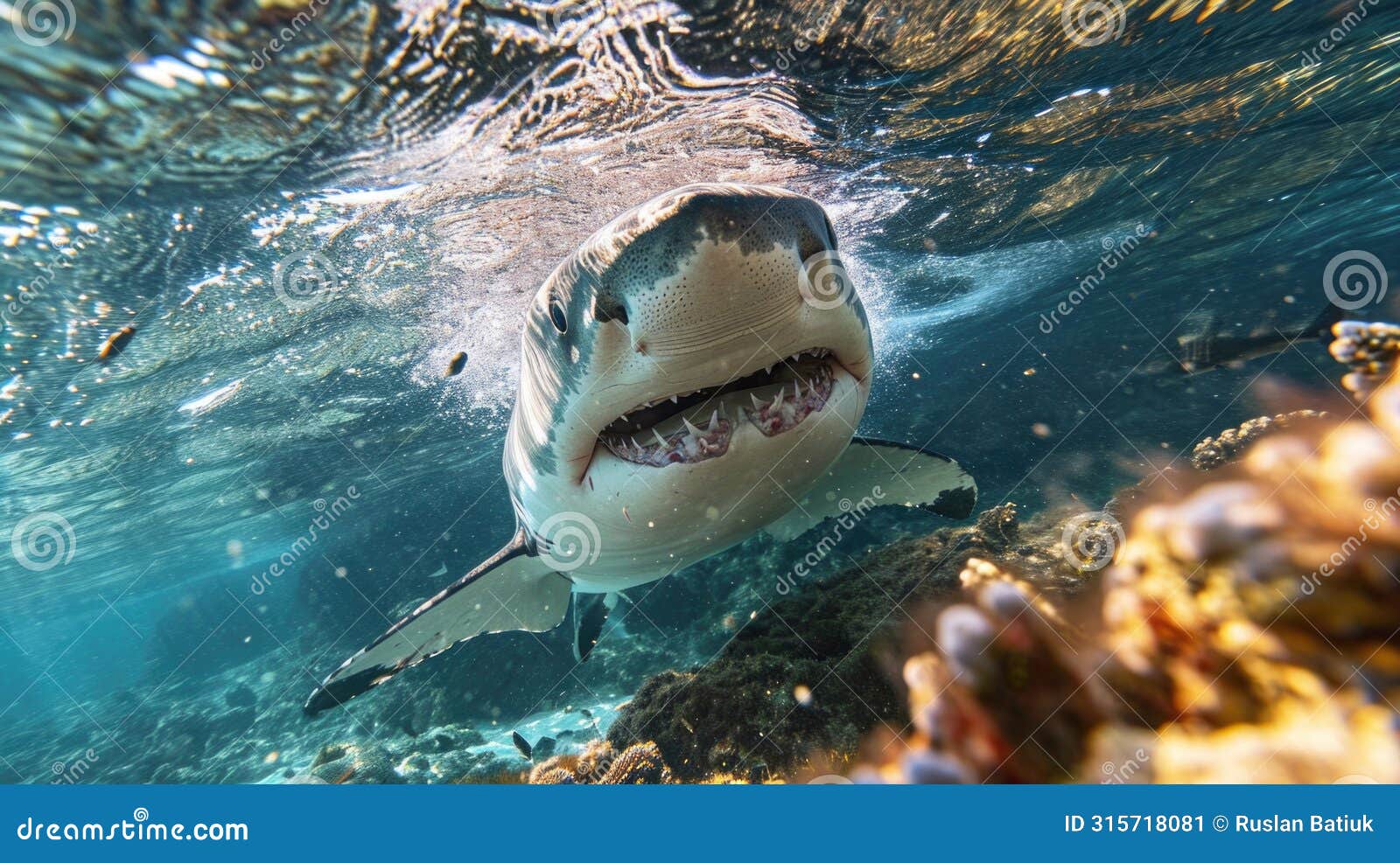 menacing beauty: underwater world with the shark predator, a captivating glimpse into the fierce, powerful, and