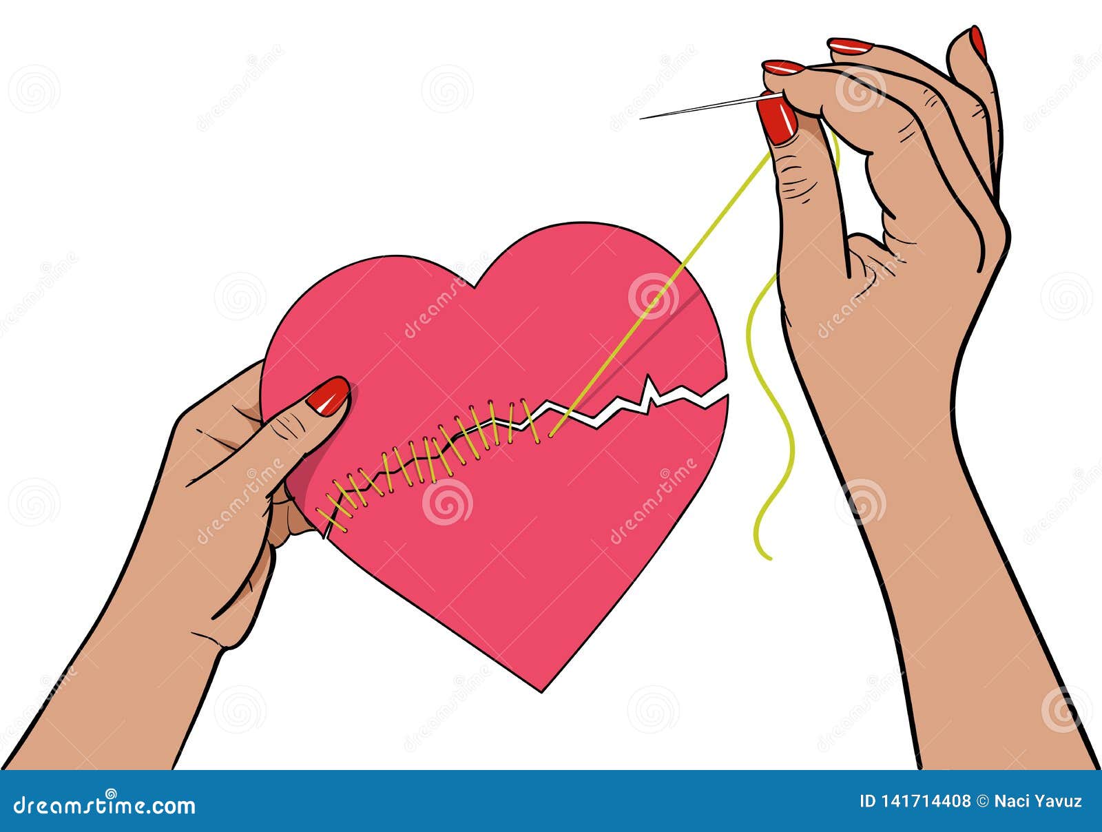 Mended Heart Vector Illustration Stock Vector Illustration of heal