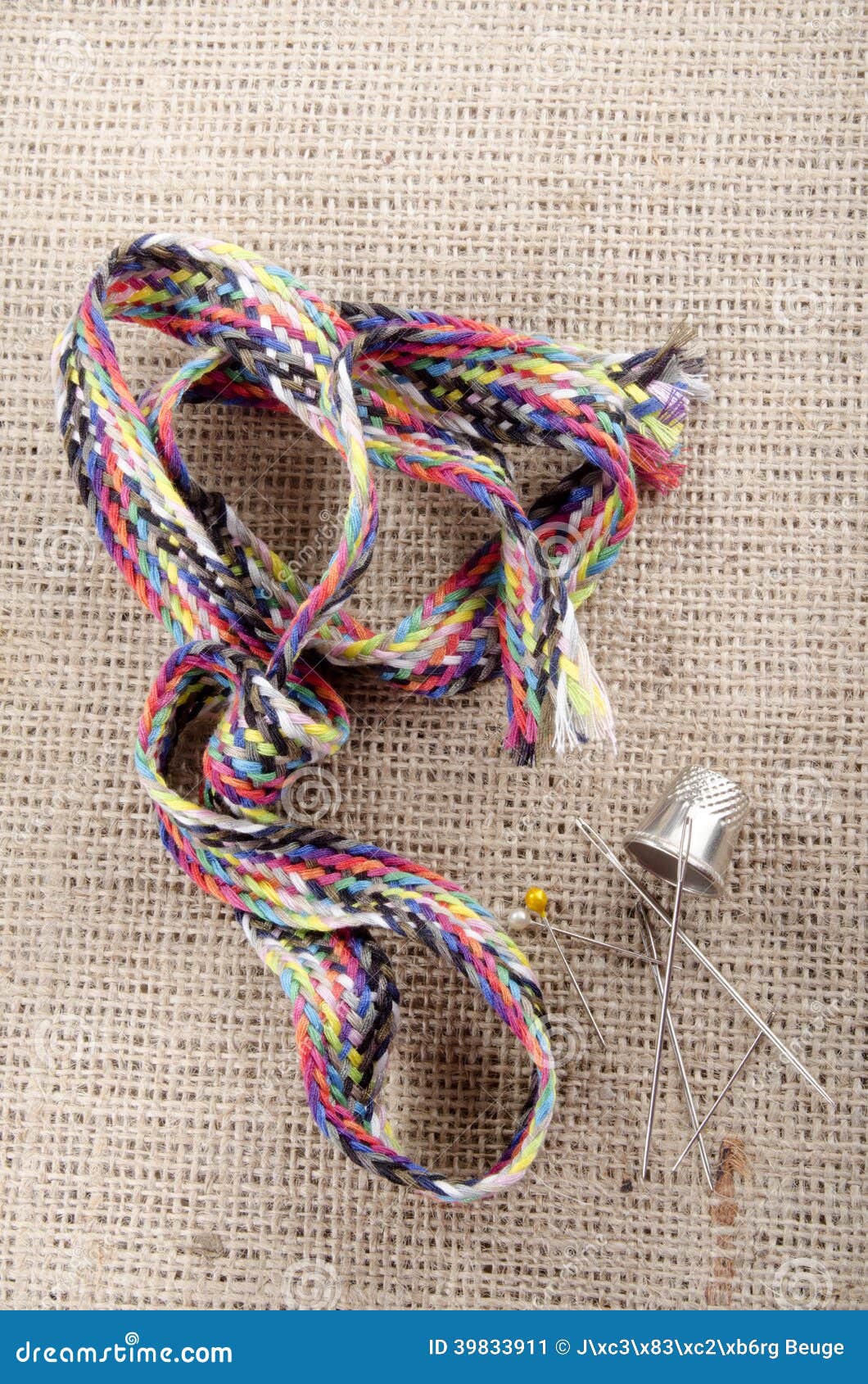 Mending Kit and Needle on Jute Stock Image Image of sewing, colorful