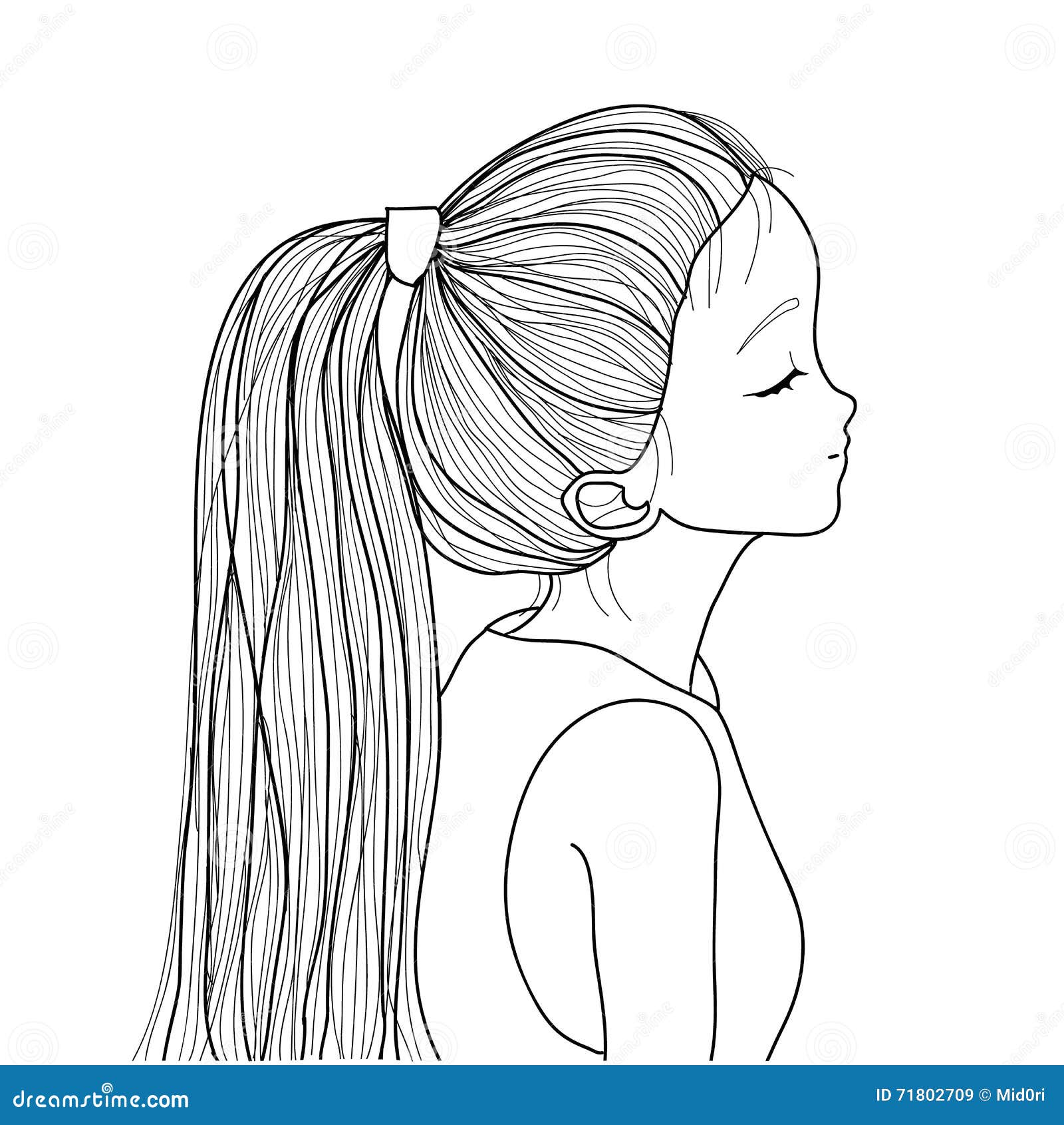Menina Bonito Desenhado à Mão Com Rabo De Cavalo Ilustração do Vetor -  Ilustração de cabelo, fofofo: 71802709