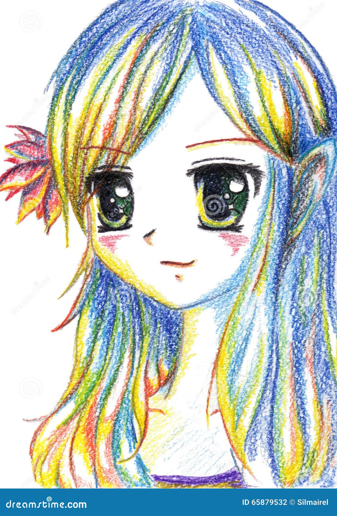 Desenho de menina de anime pintado e colorido por Usuário não