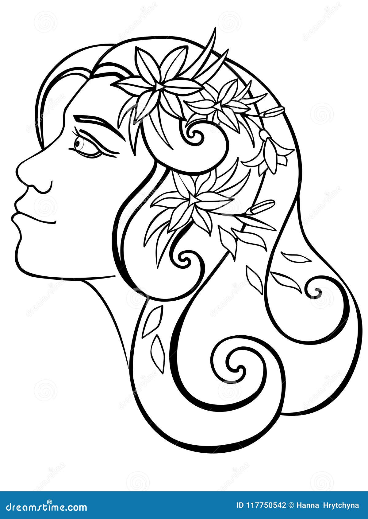 Desenho de Garota de desenho animado com flor para colorir