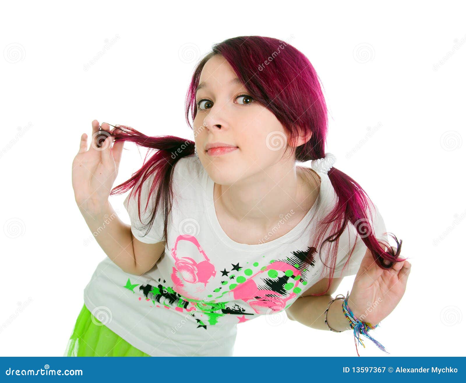 Menina Cor-de-rosa Estranha Do Emo Do Cabelo Foto de Stock - Imagem de  antissocial, feliz: 13732092